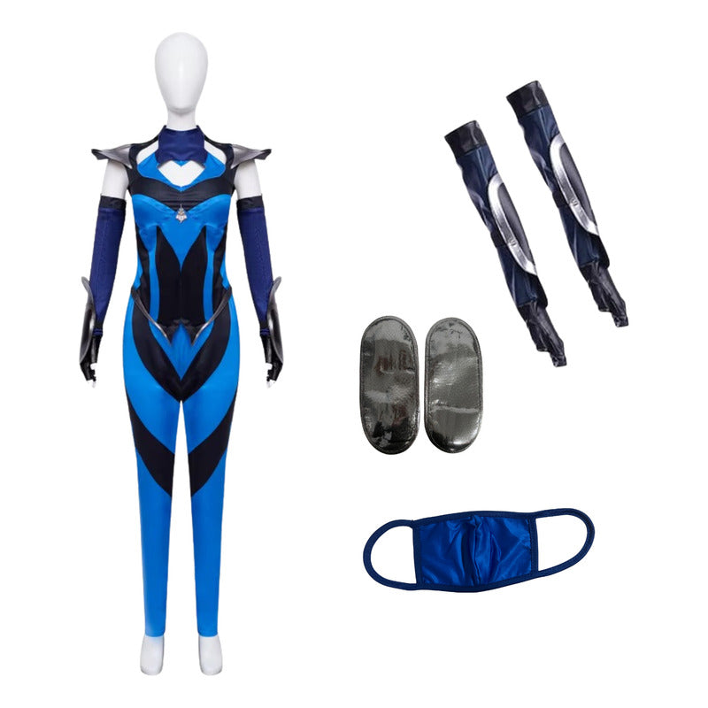 Disfraz De Kitana Mortal Kombat Mujer Azul L