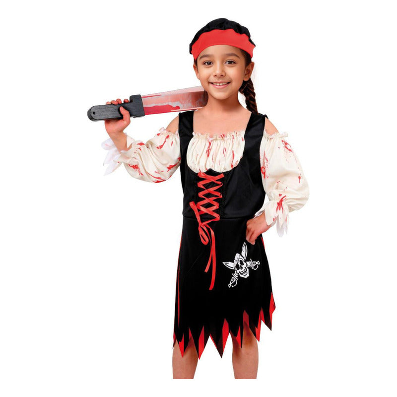 Disfraz De Pirata Niño/niña Cosplay Negro-blanco Niña 10-12