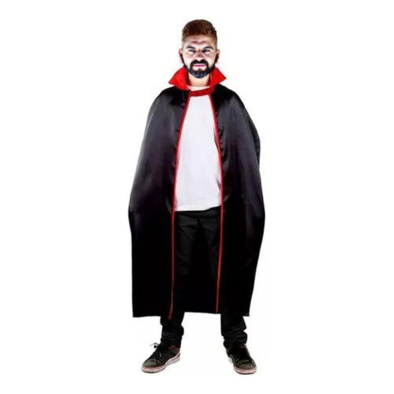 Capa De Vampiro Cuello Rojo Accesorio Para Disfraz Adulto