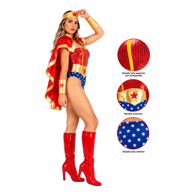 Disfraz De Mujer Maravilla Para Cosplay Rojo Xl