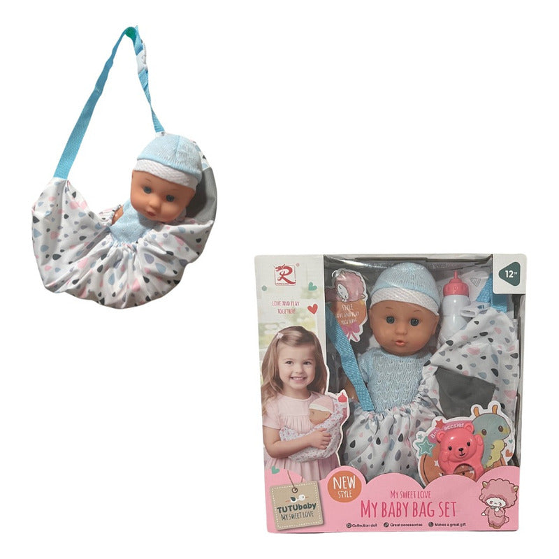 Muñeca Bebe Con Porta Muñecas + Accesorios Juguete Niñas