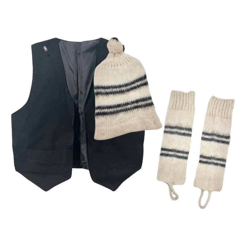 Vestimenta Chilote Juvenil Chaleco Con Gorro Y Polainas