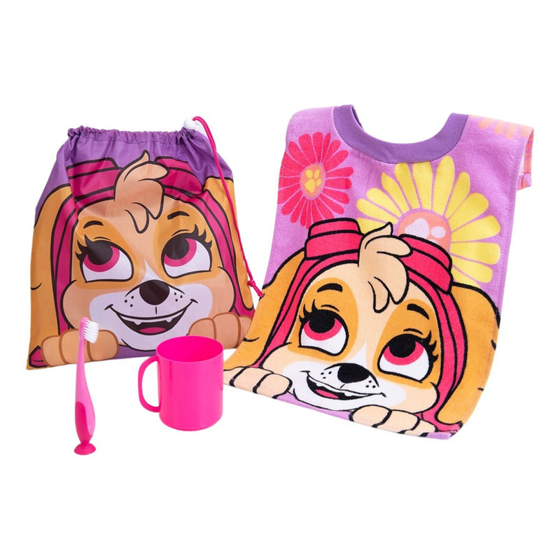 Kit 4 Pzas Párvulo Toalla Vaso Cepillo Y Bolsa Para Niños
