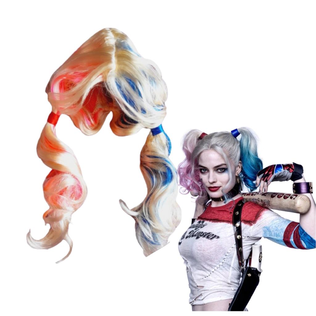 Peluca Harley Quinn Escuadrón Suicida Para Halloween Rojo-azul