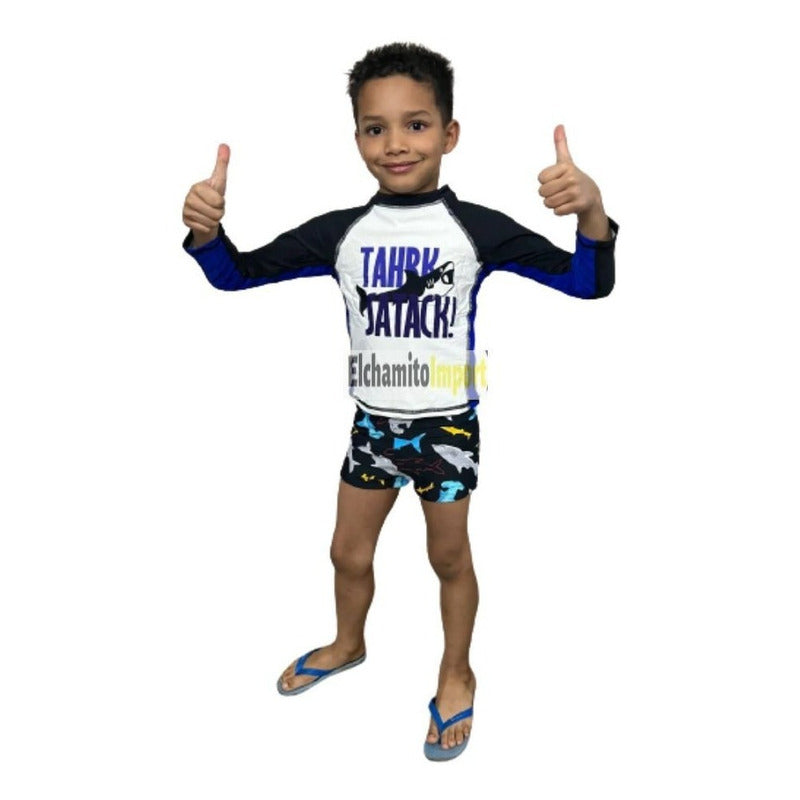 Traje De Baño Niño 2 Piezas Polera