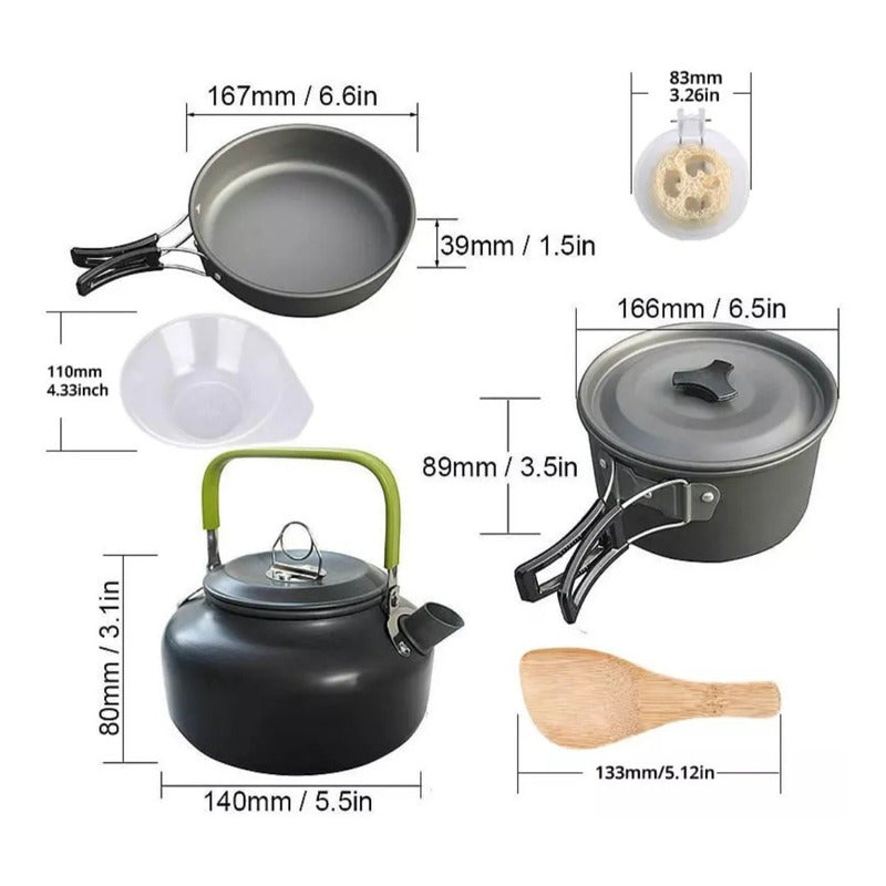 Set De Ollas Camping Picnic + Tetera Ds308