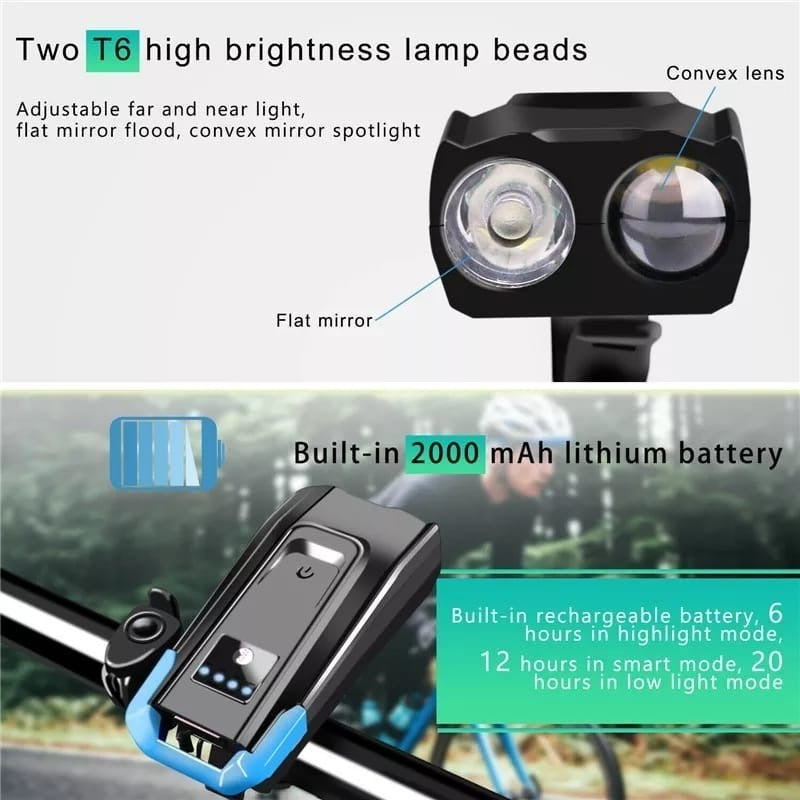 Luz Interna Delantera Bicicleta Recargable