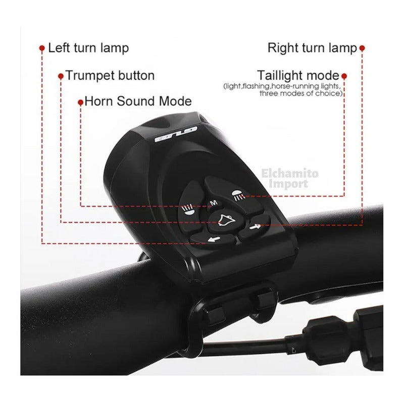 Luz Tracera Direccional Con Bocina Para Bicicleta