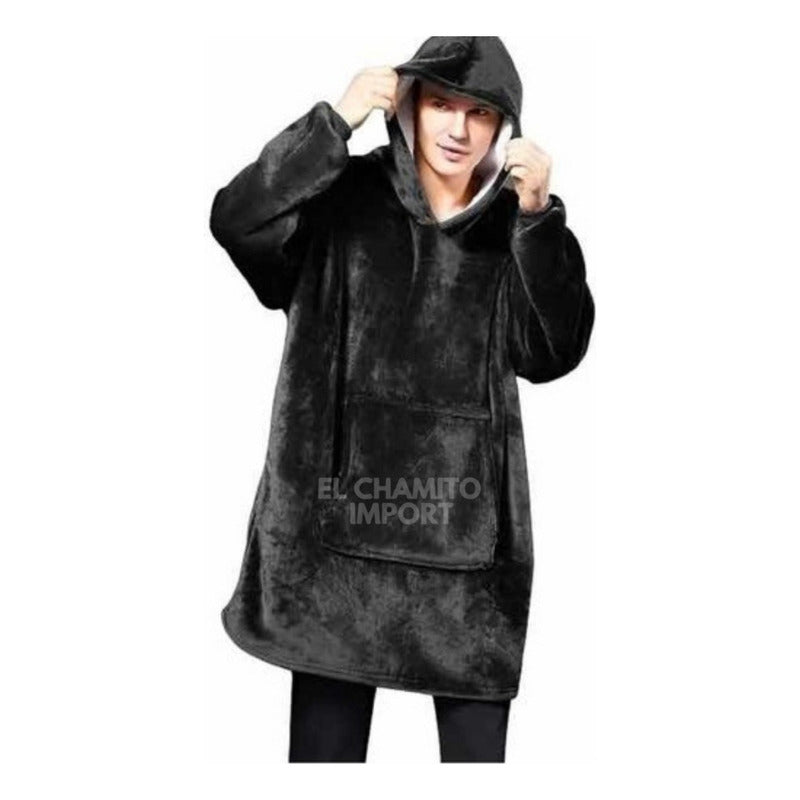 Maxi Poleron Sherpa Bata Manta Capucha. Frazada Invierno