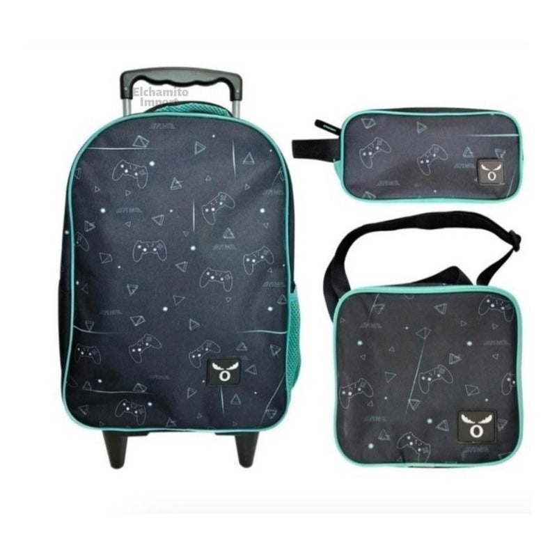 Pack Mochila Escolar Con Ruedas + Lonchera +estuche/moose