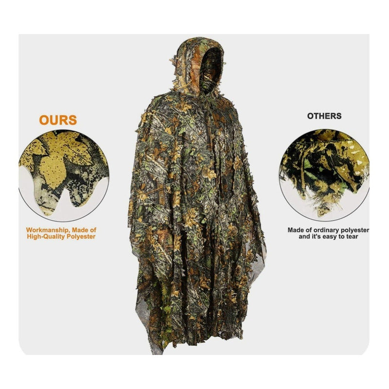 Poncho Caza Hojas De Camuflaje 3d Capa Sigiloso Traje
