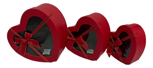 Set 3 Cajas De Regalo Forma De Corazón