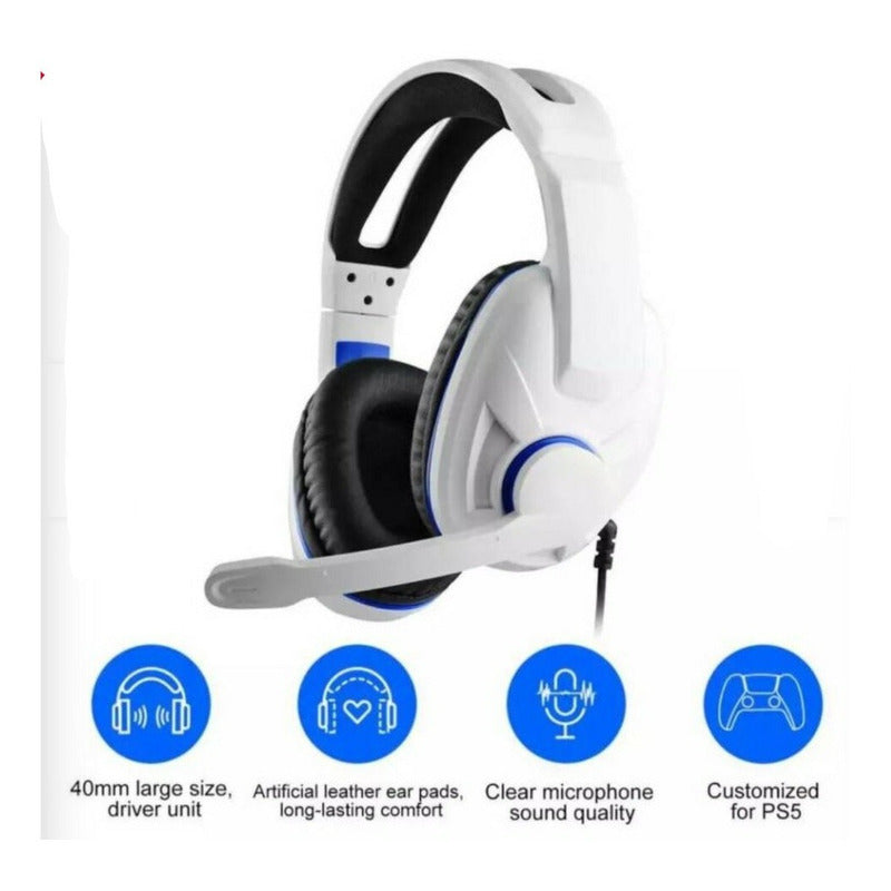 Audífonos Gamer Micrófono Playstation 5 /a-1 Color Blanco Color De La Luz No