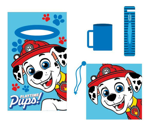 Kit 4 Pzas Párvulo Toalla Vaso Cepillo Y Bolsa Para Niños