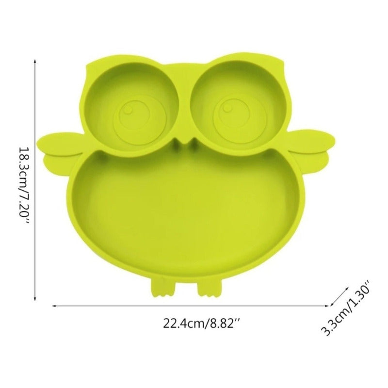 Plato Silicona Diseño Buho Niños