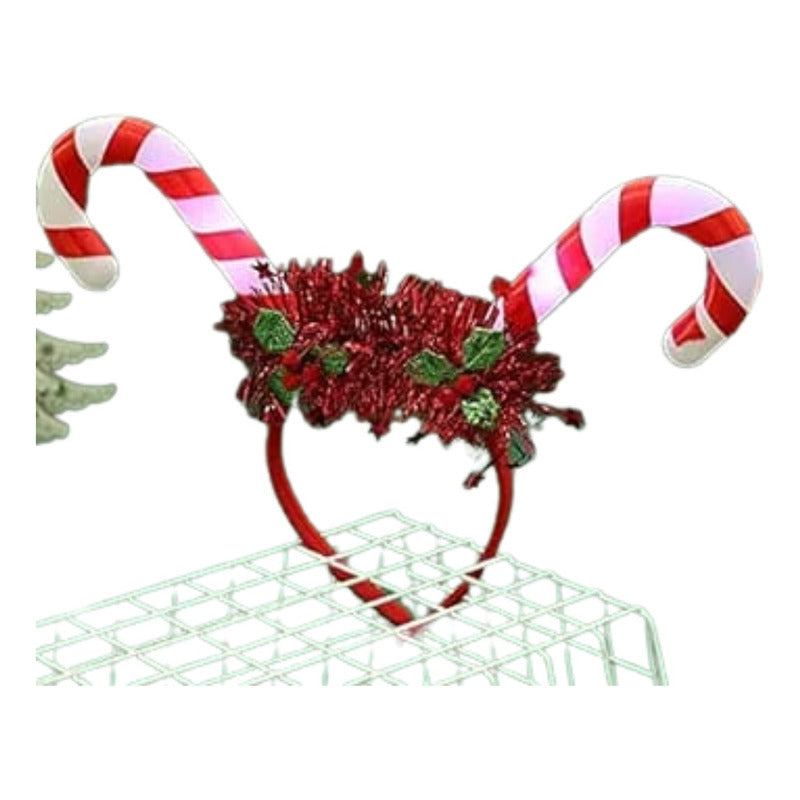 Cintillo Navidad Bastones De Dulces Led Rojo-blanco