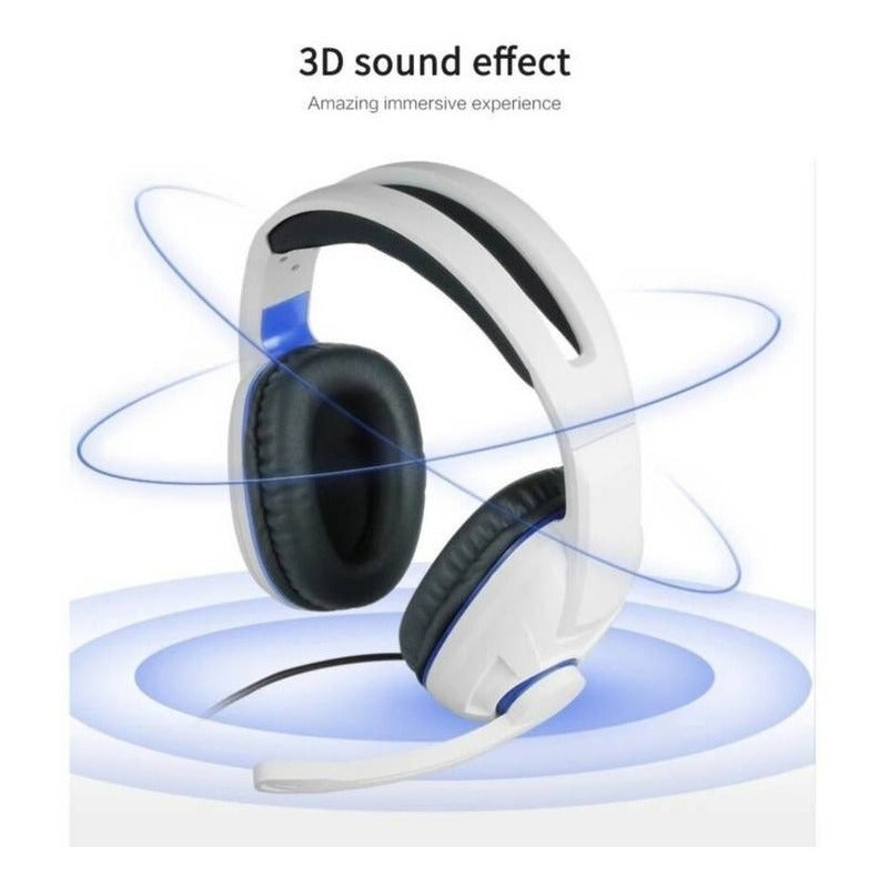 Audífonos Gamer Micrófono Compatible Con Play 5 Blanco