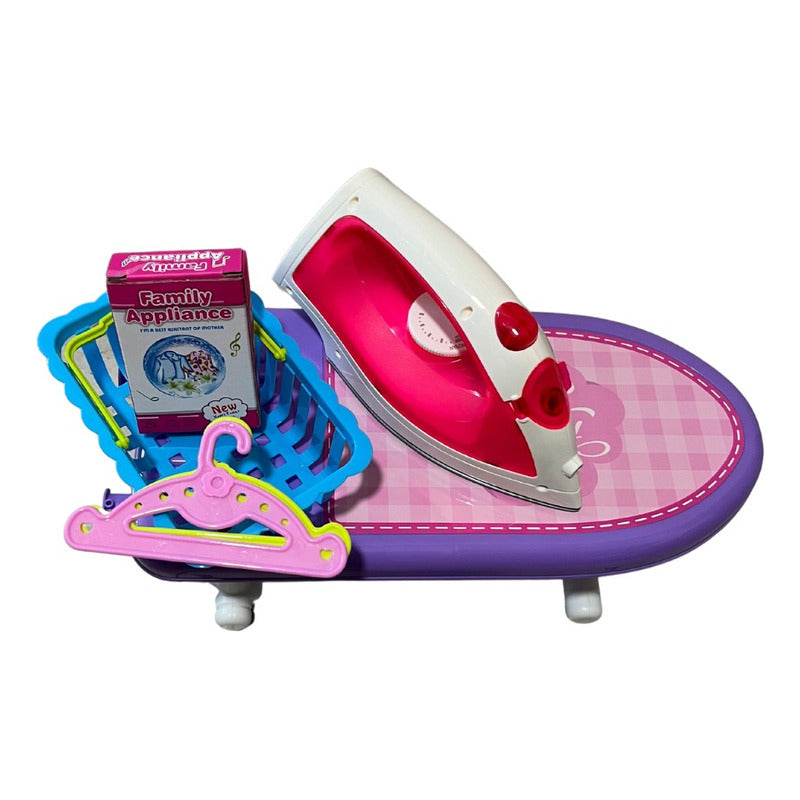 Set Juguete Tabla Planchar Con Plancha Niñas Rosado