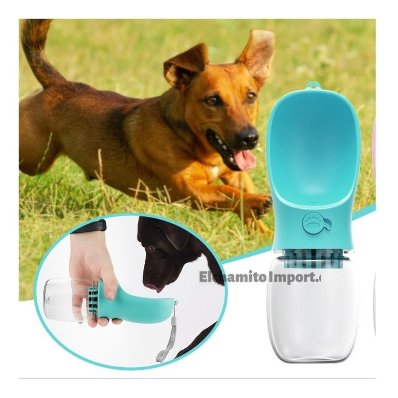 Bebedero Botella Agua Mascota Taza Hidratación Paseo 350ml