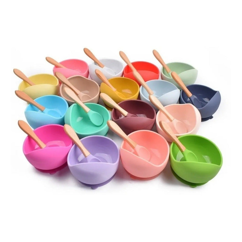 Bowl Plato + Cucharra Silicona Bebé