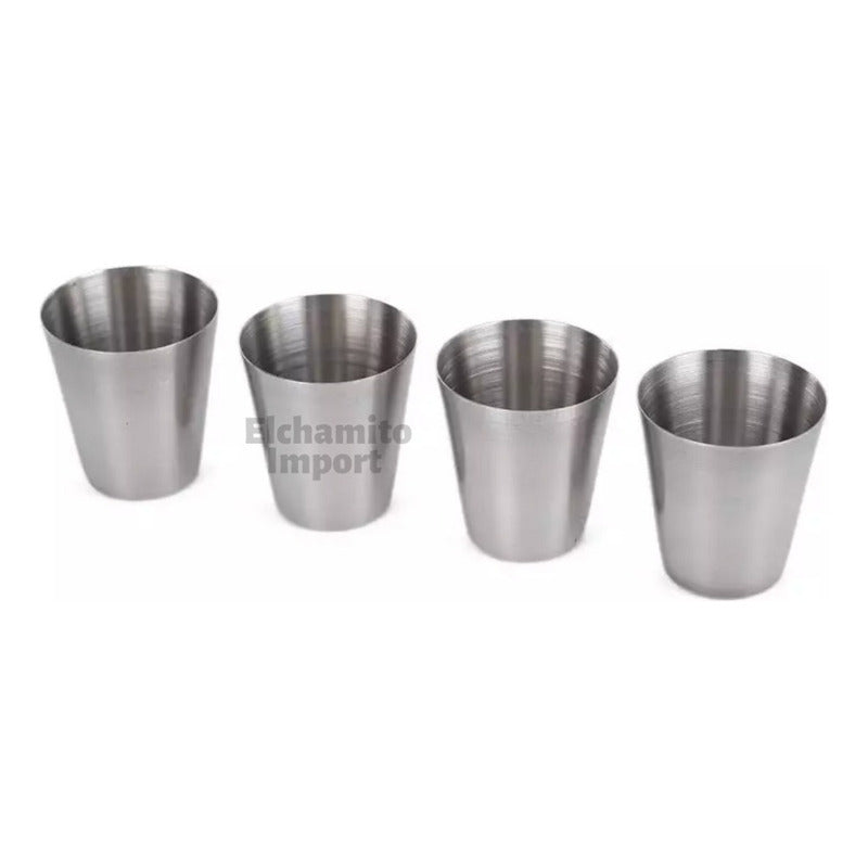 Vasos Camping Acero Inoxidable Liso 4 Unidades 180 Ml