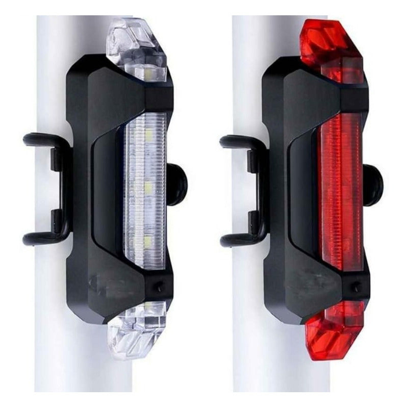 Pack 2 Luces Led Bicicleta Recargables Negro