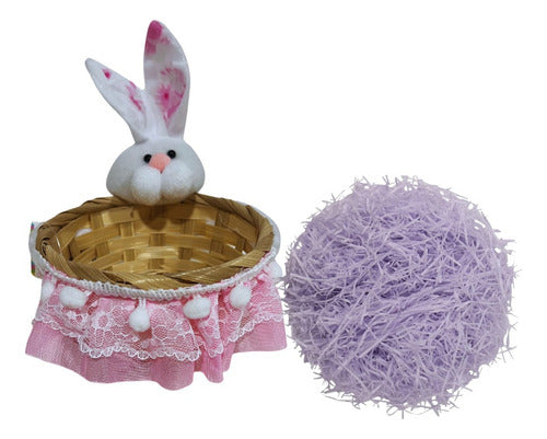 Canasto De Pascua Conejo + Paja