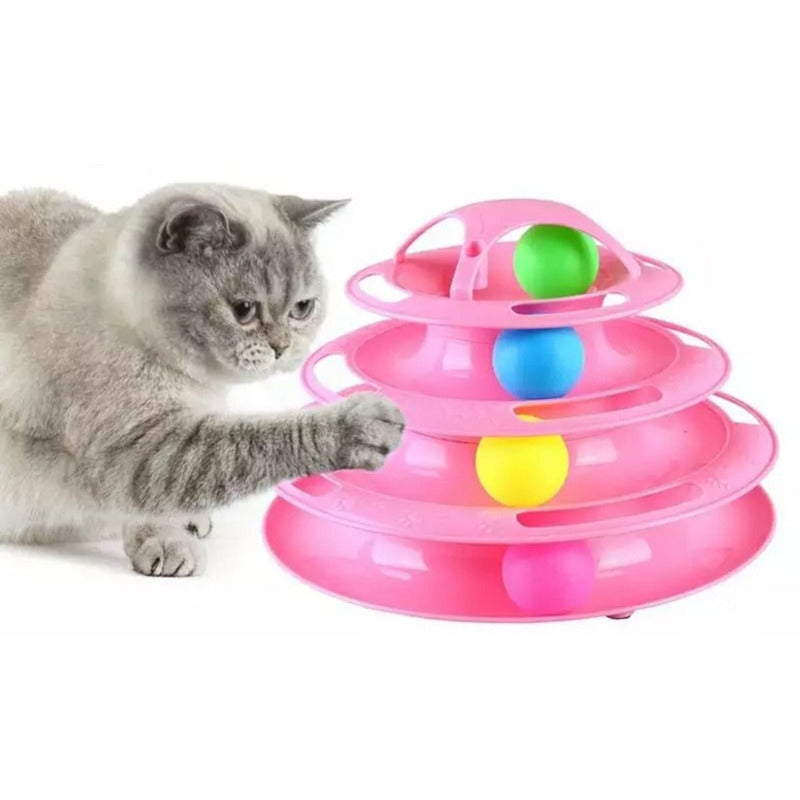 Divertido Juguete Para Gatos Torre 3 Niveles Pelotas