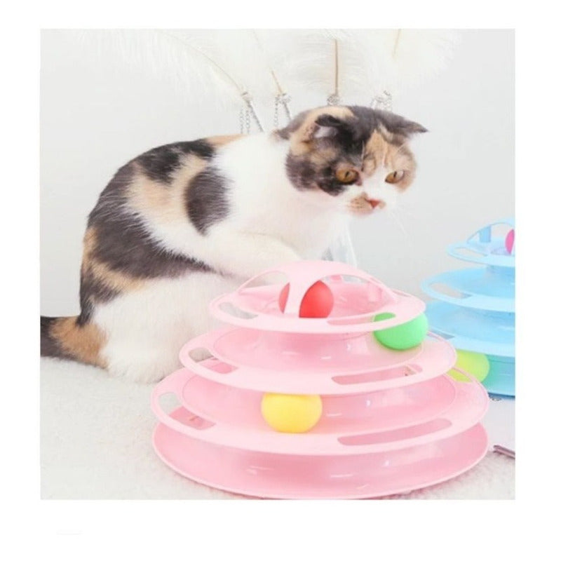Divertido Juguete Para Gatos Torre 3 Niveles Pelotas