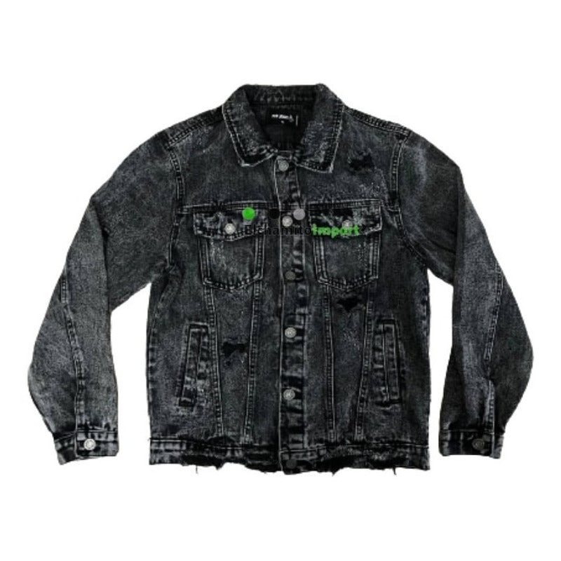 Chaqueta Jeans Hombre Con Destroyer Negra