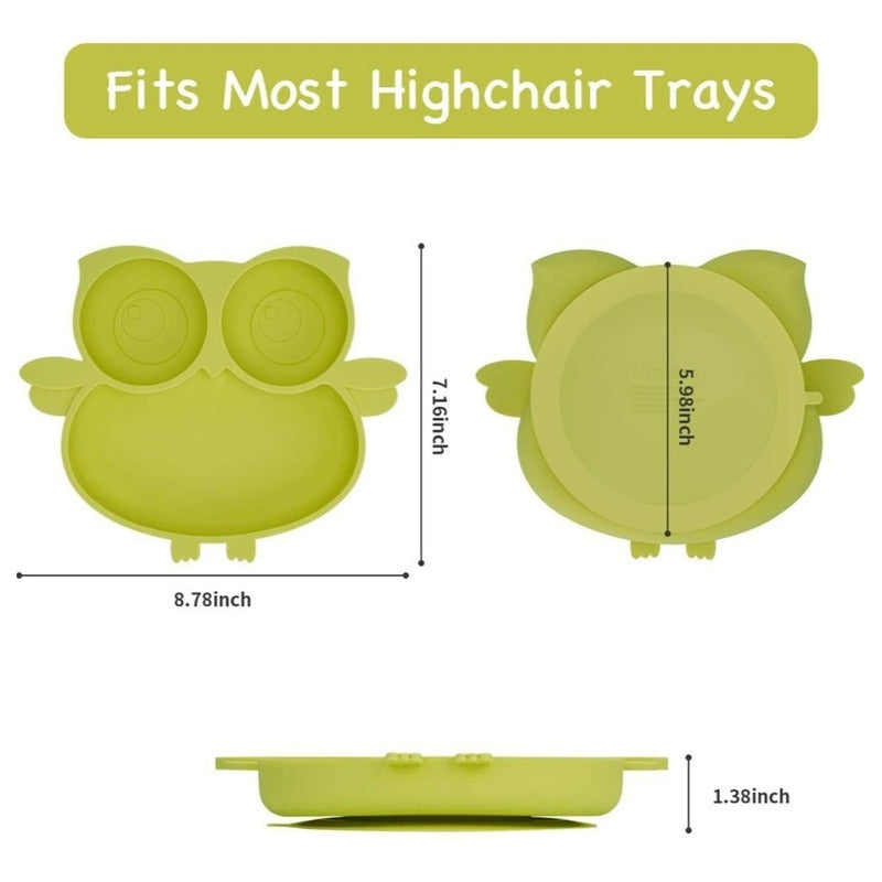 Plato Silicona Diseño Buho Niños