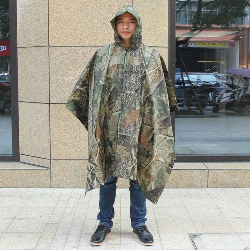 Poncho Capa Para Lluvia Impermeable Camuflado 140x100cm