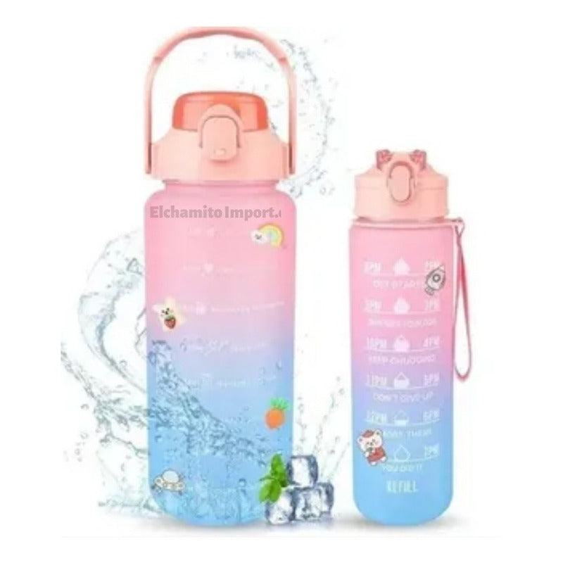 Botella De Agua Motivacional 2000ml + Botella 900ml