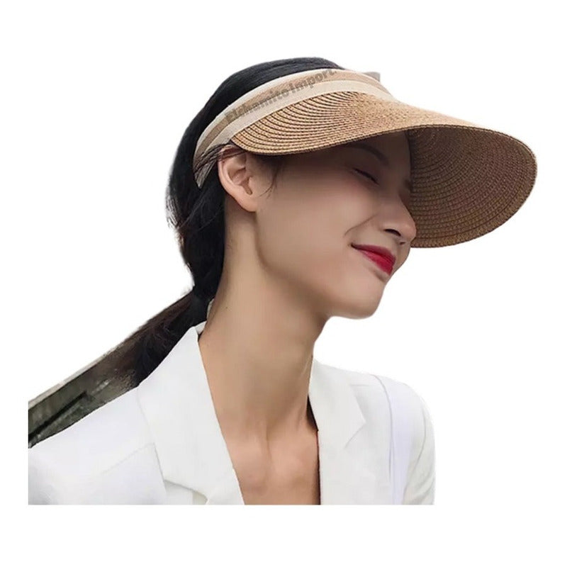 Visera Sombrero De Paja Para Mujer Verano