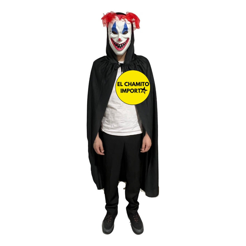 Disfraz Payaso Clown Capa + Mascara Halloween