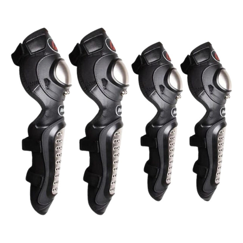 Kit Rodillera Y Codera De Acero Inxodable Para Motocicleta