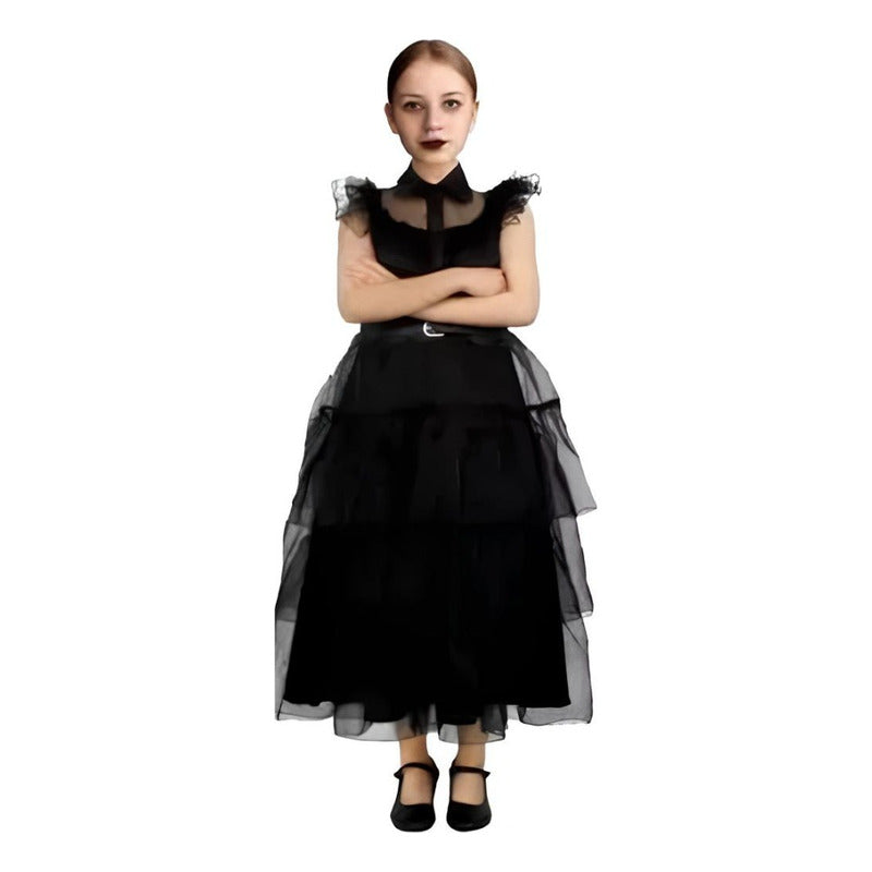 Disfraz Merlina Vestido Fiesta De Noche, Para Niñas
