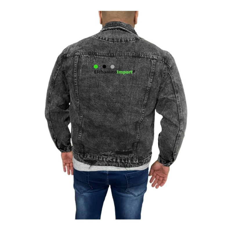 Chaqueta Jeans Hombre Con Destroyer Negra