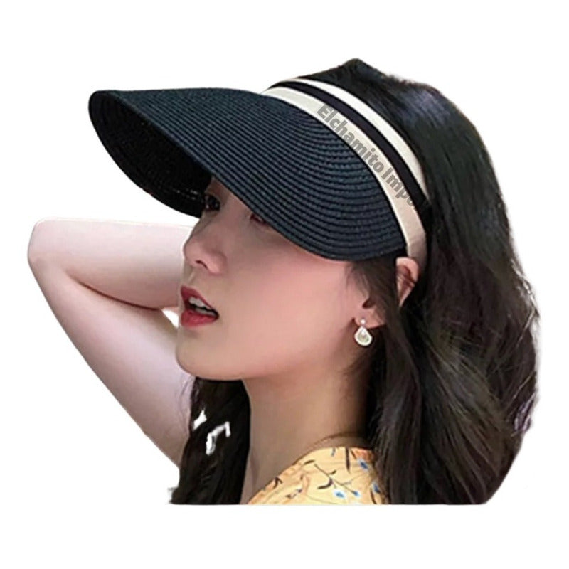 Visera Sombrero De Paja Para Mujer Verano