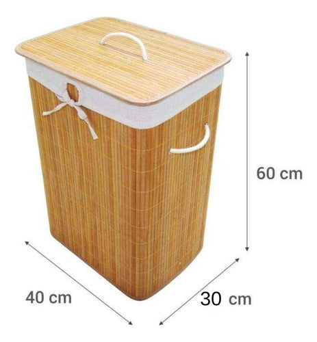 Cesto Ropa Rectangular Bambú