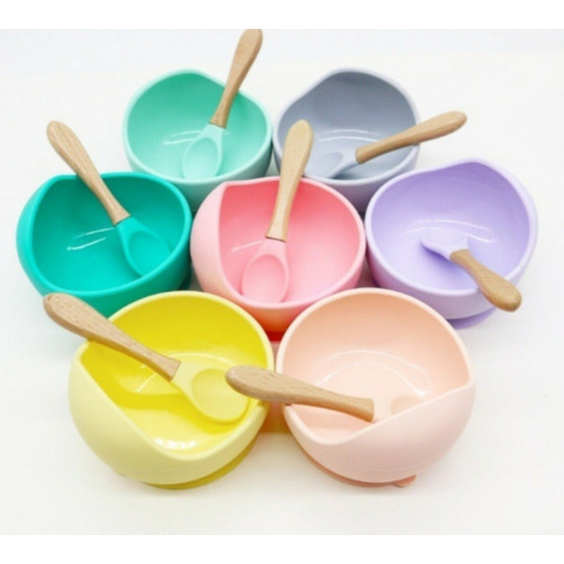 Bowl Plato + Cucharra Silicona Bebé