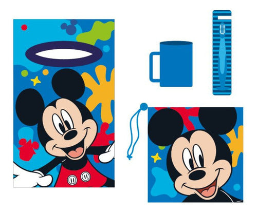 Kit 4 Pzas Párvulo Toalla Vaso Cepillo Y Bolsa Para Niños