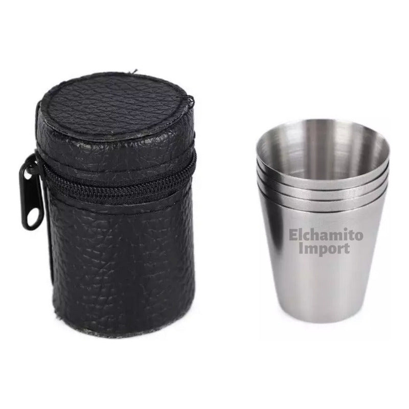 Vasos Camping Acero Inoxidable Liso 4 Unidades 180 Ml