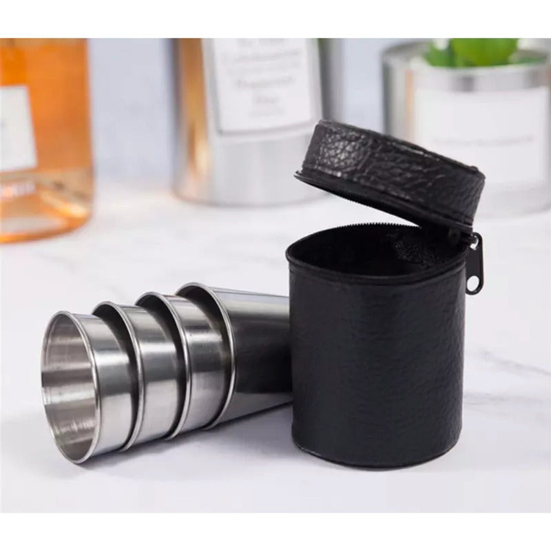 Vasos Camping Acero Inoxidable Liso 4 Unidades 180 Ml