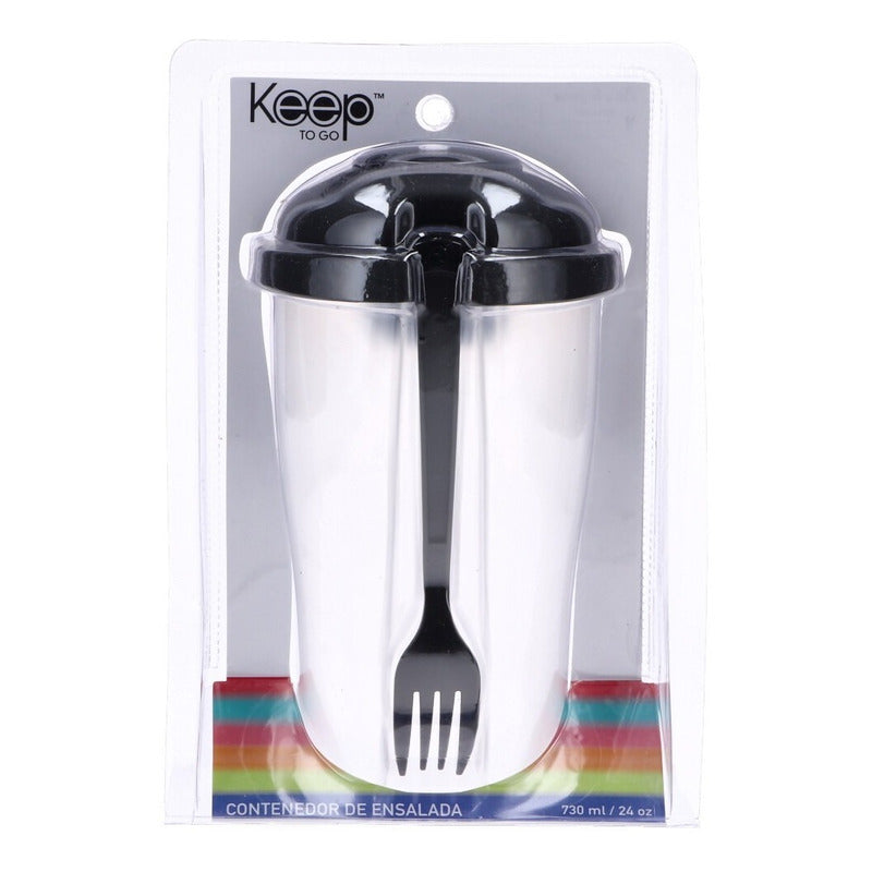 Vaso Contenedor Ensalada Keep 730ml + Tenedor
