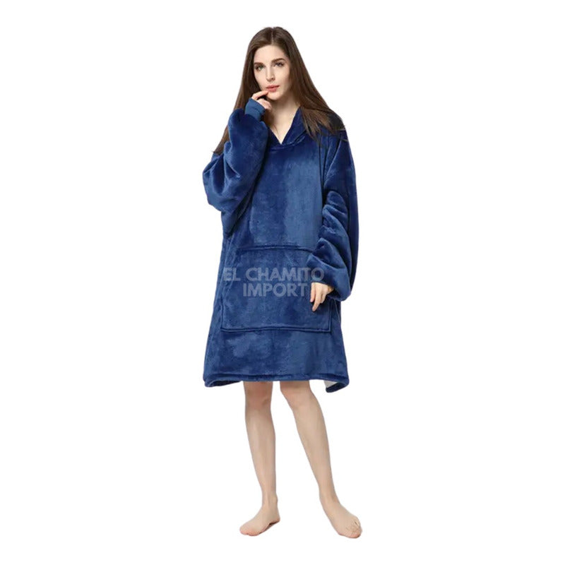Maxi Poleron Sherpa Bata Manta Capucha. Frazada Invierno