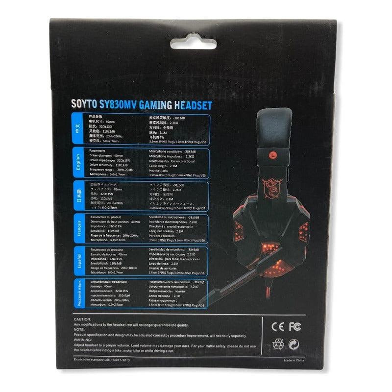 Audífonos Gamer Soyto Sy830 Para Ps4/pc/xbox/smartphone Rgb Rojo