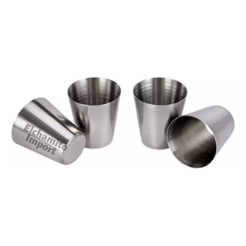 Vasos Camping Acero Inoxidable Liso 4 Unidades 180 Ml