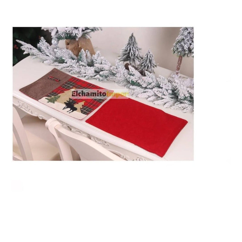Individuales Para Mesa Decoracion Navideña Cena Navidad Rojo Navideño