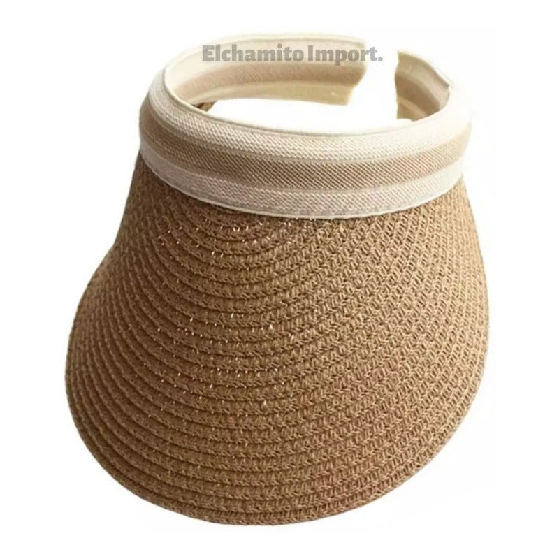 Visera Sombrero De Paja Para Mujer Verano